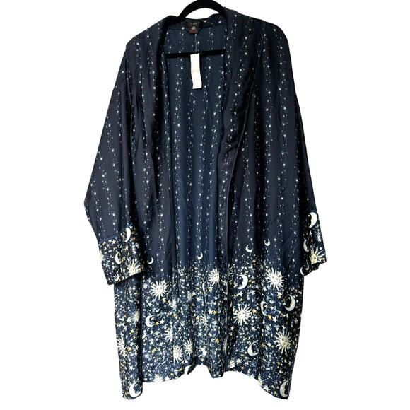 J. CREW Woman's XXL Navy Blue Celestial Easy-luxe Eco Robe Twinkling Sky Pockets - Picture 1 of 12